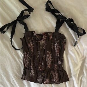 Brock Collection x H&M floral brown tank top nwot